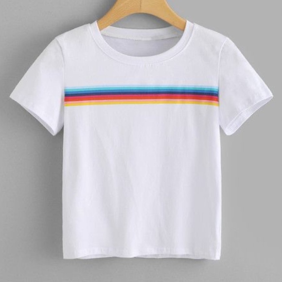 Brandy Melville Short Sleeve Rainbow Top - Picture 2 of 5